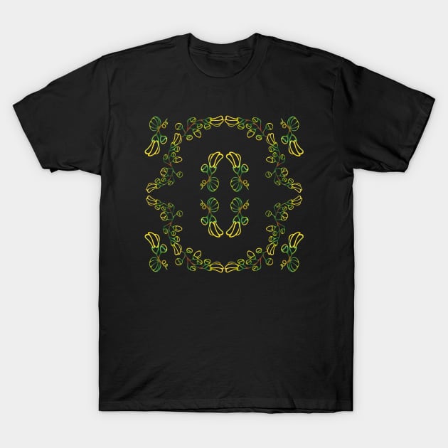 kirengeshoma green and yellow floral pattern T-Shirt by maryglu